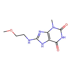 8-(2-methoxyethylamino)-3-methyl-7H-purine-2,6-dione structure