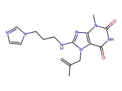 8-(3-imidazol-1-ylpropylamino)-3-methyl-7-(2-methylprop-2-enyl)purine-2,6-dione structure