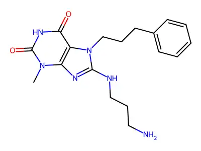 8-((3-Aminopropyl)amino)-3-ME-7-(3-phenylpropyl)-3,7-dihydro-1H-purine-2,6-dione structure