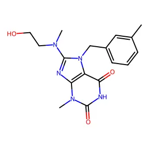 8-((2-HO-Ethyl)(ME)amino)-3-ME-7-(3-ME-benzyl)-3,7-dihydro-1H-purine-2,6-dione structure