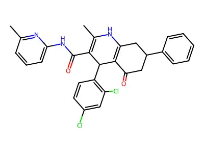 4-(2,4-dichlorophenyl)-2-methyl-N-(6-methylpyridin-2-yl)-5-oxo-7-phenyl-1,4,5,6,7,8-hexahydroquinoline-3-carboxamide structure
