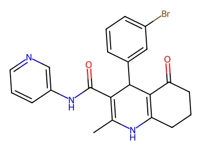 4-(3-BR-PH)2-ME-5-Oxo-N(3-pyridinyl)1,4,5,6,7,8-hexahydro-3-quinolinecarboxamide structure