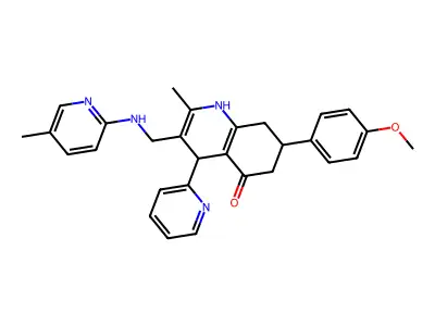 7-(4-Methoxyphenyl)-2-methyl-3-(((5-methylpyridin-2-yl)amino)methyl)-4-(pyridin-2-yl)-4,6,7,8-tetrahydroquinolin-5(1H)-one structure