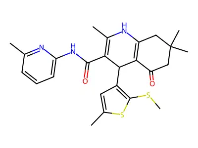 2,7,7-TRIMETHYL-4-[5-METHYL-2-(METHYLSULFANYL)-3-THIENYL]-N-(6-METHYL-2-PYRIDINYL)-5-OXO-1,4,5,6,7,8-HEXAHYDRO-3-QUINOLINECARBOXAMIDE structure