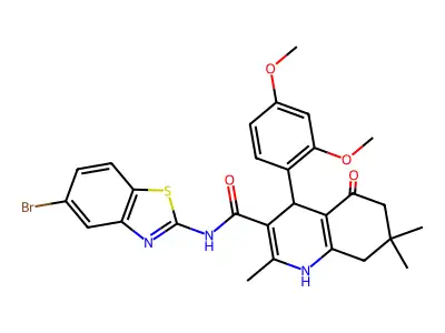 N-(5-Bromobenzo[d]thiazol-2-yl)-4-(2,4-dimethoxyphenyl)-2,7,7-trimethyl-5-oxo-1,4,5,6,7,8-hexahydroquinoline-3-carboxamide structure