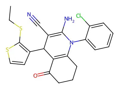 2-AMINO-1-(2-CHLOROPHENYL)-4-[2-(ETHYLSULFANYL)-3-THIENYL]-5-OXO-1,4,5,6,7,8-HEXAHYDRO-3-QUINOLINECARBONITRILE structure