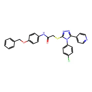 N-[4-(benzyloxy)phenyl]-2-{[4-(4-chlorophenyl)-5-(4-pyridinyl)-4H-1,2,4-triazol-3-yl]sulfanyl}acetamide structure