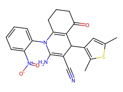 2-Amino-4-(2,5-dimethylthiophen-3-yl)-1-(2-nitrophenyl)-5-oxo-1,4,5,6,7,8-hexahydroquinoline-3-carbonitrile structure