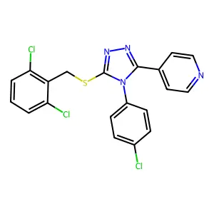 4-(4-(4-CL-Phenyl)-5-((2,6-dichlorobenzyl)thio)-4H-1,2,4-triazol-3-YL)pyridine structure