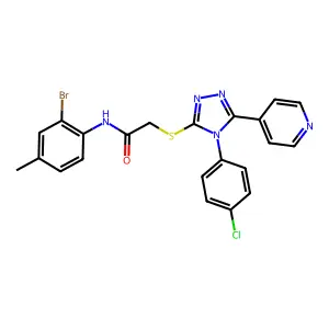 N-(2-bromo-4-methylphenyl)-2-{[4-(4-chlorophenyl)-5-(pyridin-4-yl)-4H-1,2,4-triazol-3-yl]sulfanyl}acetamide structure