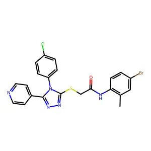 N-(4-bromo-2-methylphenyl)-2-{[4-(4-chlorophenyl)-5-(pyridin-4-yl)-4H-1,2,4-triazol-3-yl]sulfanyl}acetamide structure