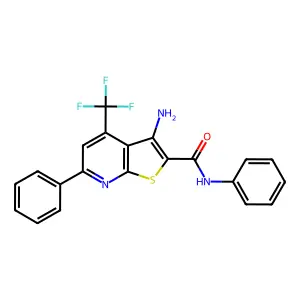 3-Amino-N,6-diphenyl-4-(trifluoromethyl)thieno(2,3-B)pyridine-2-carboxamide structure