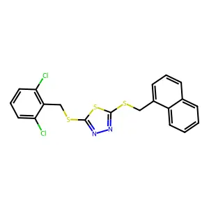 2-((2,6-Dichlorobenzyl)thio)-5-((1-naphthylmethyl)thio)-1,3,4-thiadiazole structure