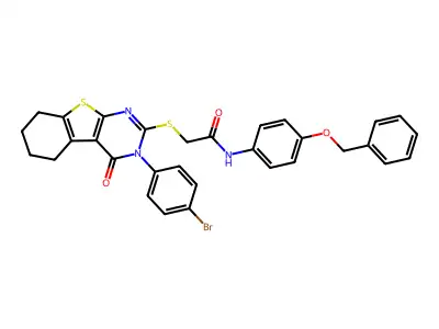 N-[4-(benzyloxy)phenyl]-2-{[3-(4-bromophenyl)-4-oxo-3,4,5,6,7,8-hexahydro[1]benzothieno[2,3-d]pyrimidin-2-yl]sulfanyl}acetamide structure