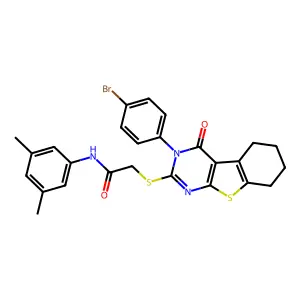 2-((3-(4-Bromophenyl)-4-oxo-3,4,5,6,7,8-hexahydrobenzo[4,5]thieno[2,3-d]pyrimidin-2-yl)thio)-N-(3,5-dimethylphenyl)acetamide structure