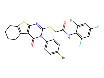 N-(2-Bromo-4,6-difluorophenyl)-2-((3-(4-bromophenyl)-4-oxo-3,4,5,6,7,8-hexahydrobenzo[4,5]thieno[2,3-d]pyrimidin-2-yl)thio)acetamide structure
