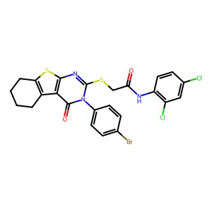 2-((3-(4-Bromophenyl)-4-oxo-3,4,5,6,7,8-hexahydrobenzo[4,5]thieno[2,3-d]pyrimidin-2-yl)thio)-N-(2,4-dichlorophenyl)acetamide structure
