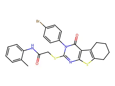 2-((3-(4-Bromophenyl)-4-oxo-3,4,5,6,7,8-hexahydrobenzo[4,5]thieno[2,3-d]pyrimidin-2-yl)thio)-N-(o-tolyl)acetamide structure