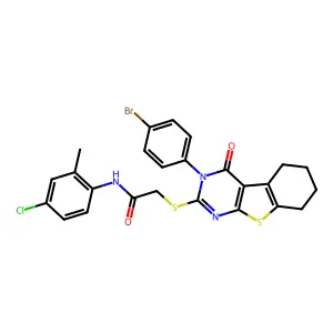 2-((3-(4-Bromophenyl)-4-oxo-3,4,5,6,7,8-hexahydrobenzo[4,5]thieno[2,3-d]pyrimidin-2-yl)thio)-N-(4-chloro-2-methylphenyl)acetamide structure