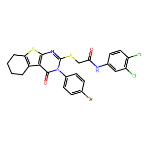 2-{[3-(4-bromophenyl)-4-oxo-3,4,5,6,7,8-hexahydro[1]benzothieno[2,3-d]pyrimidin-2-yl]sulfanyl}-N-(3,4-dichlorophenyl)acetamide structure
