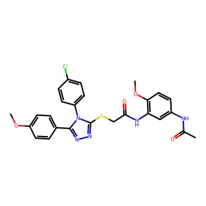 N-[5-(acetylamino)-2-methoxyphenyl]-2-{[4-(4-chlorophenyl)-5-(4-methoxyphenyl)-4H-1,2,4-triazol-3-yl]sulfanyl}acetamide structure