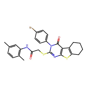 2-((3-(4-Bromophenyl)-4-oxo-3,4,5,6,7,8-hexahydrobenzo[4,5]thieno[2,3-d]pyrimidin-2-yl)thio)-N-(2,5-dimethylphenyl)acetamide structure