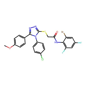 N-(2-bromo-4,6-difluorophenyl)-2-{[4-(4-chlorophenyl)-5-(4-methoxyphenyl)-4H-1,2,4-triazol-3-yl]sulfanyl}acetamide structure