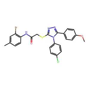 N-(2-bromo-4-methylphenyl)-2-{[4-(4-chlorophenyl)-5-(4-methoxyphenyl)-4H-1,2,4-triazol-3-yl]sulfanyl}acetamide structure