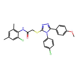 N-(2-chloro-4,6-dimethylphenyl)-2-{[4-(4-chlorophenyl)-5-(4-methoxyphenyl)-4H-1,2,4-triazol-3-yl]sulfanyl}acetamide structure