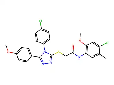 N-(4-chloro-2-methoxy-5-methylphenyl)-2-{[4-(4-chlorophenyl)-5-(4-methoxyphenyl)-4H-1,2,4-triazol-3-yl]sulfanyl}acetamide structure
