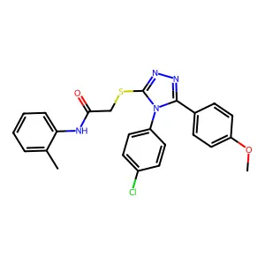 2-{[4-(4-chlorophenyl)-5-(4-methoxyphenyl)-4H-1,2,4-triazol-3-yl]sulfanyl}-N-(2-methylphenyl)acetamide structure
