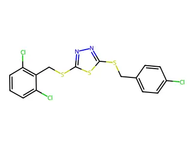 2-((4-Chlorobenzyl)thio)-5-((2,6-dichlorobenzyl)thio)-1,3,4-thiadiazole structure