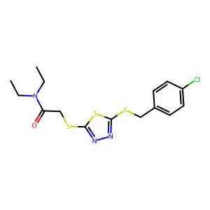 2-((5-((4-Chlorobenzyl)thio)-1,3,4-thiadiazol-2-YL)thio)-N,N-diethylacetamide structure