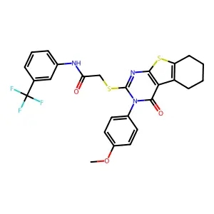 2-((3-(4-Methoxyphenyl)-4-oxo-3,4,5,6,7,8-hexahydrobenzo[4,5]thieno[2,3-d]pyrimidin-2-yl)thio)-N-(3-(trifluoromethyl)phenyl)acetamide structure