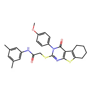 N-(3,5-Dimethylphenyl)-2-((3-(4-methoxyphenyl)-4-oxo-3,4,5,6,7,8-hexahydrobenzo[4,5]thieno[2,3-d]pyrimidin-2-yl)thio)acetamide structure