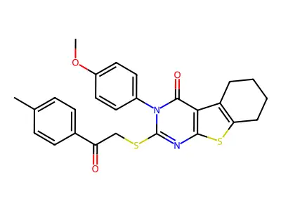 3-(4-Methoxyphenyl)-2-((2-oxo-2-(p-tolyl)ethyl)thio)-5,6,7,8-tetrahydrobenzo[4,5]thieno[2,3-d]pyrimidin-4(3H)-one structure