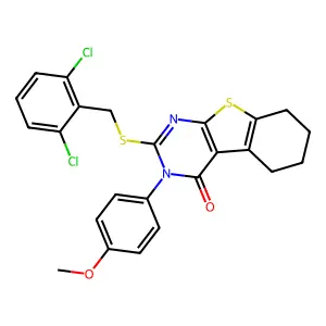 2-((2,6-Dichlorobenzyl)thio)-3-(4-methoxyphenyl)-5,6,7,8-tetrahydrobenzo[4,5]thieno[2,3-d]pyrimidin-4(3H)-one structure