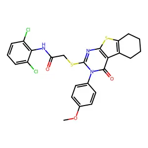 N-(2,6-Dichlorophenyl)-2-((3-(4-methoxyphenyl)-4-oxo-3,4,5,6,7,8-hexahydrobenzo[4,5]thieno[2,3-d]pyrimidin-2-yl)thio)acetamide structure