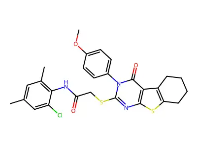 N-(2-Chloro-4,6-dimethylphenyl)-2-((3-(4-methoxyphenyl)-4-oxo-3,4,5,6,7,8-hexahydrobenzo[4,5]thieno[2,3-d]pyrimidin-2-yl)thio)acetamide structure