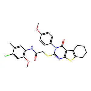 N-(4-Chloro-2-methoxy-5-methylphenyl)-2-((3-(4-methoxyphenyl)-4-oxo-3,4,5,6,7,8-hexahydrobenzo[4,5]thieno[2,3-d]pyrimidin-2-yl)thio)acetamide structure