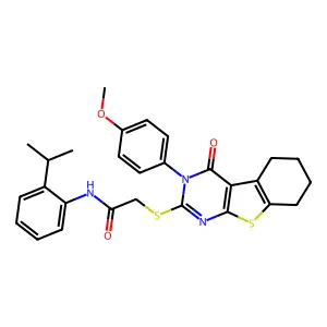 N-(2-Isopropylphenyl)-2-((3-(4-methoxyphenyl)-4-oxo-3,4,5,6,7,8-hexahydrobenzo[4,5]thieno[2,3-d]pyrimidin-2-yl)thio)acetamide structure