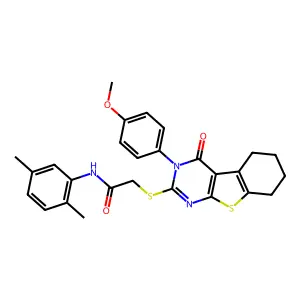 N-(2,5-Dimethylphenyl)-2-((3-(4-methoxyphenyl)-4-oxo-3,4,5,6,7,8-hexahydrobenzo[4,5]thieno[2,3-d]pyrimidin-2-yl)thio)acetamide structure