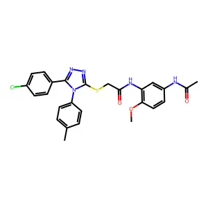N-[5-(acetylamino)-2-methoxyphenyl]-2-{[5-(4-chlorophenyl)-4-(4-methylphenyl)-4H-1,2,4-triazol-3-yl]sulfanyl}acetamide structure