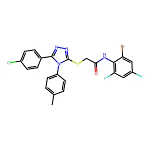 N-(2-bromo-4,6-difluorophenyl)-2-{[5-(4-chlorophenyl)-4-(4-methylphenyl)-4H-1,2,4-triazol-3-yl]sulfanyl}acetamide structure