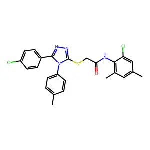 N-(2-chloro-4,6-dimethylphenyl)-2-{[5-(4-chlorophenyl)-4-(4-methylphenyl)-4H-1,2,4-triazol-3-yl]sulfanyl}acetamide structure