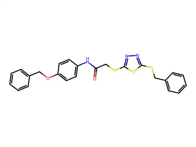 N-(4-(Benzyloxy)phenyl)-2-((5-(benzylthio)-1,3,4-thiadiazol-2-YL)thio)acetamide structure