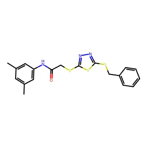 2-((5-(Benzylthio)-1,3,4-thiadiazol-2-YL)thio)-N-(3,5-dimethylphenyl)acetamide structure