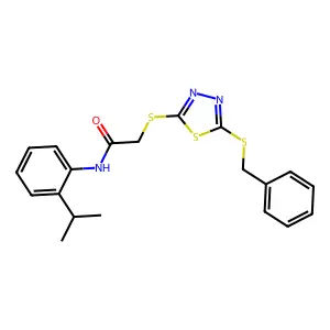 2-((5-(Benzylthio)-1,3,4-thiadiazol-2-YL)thio)-N-(2-isopropylphenyl)acetamide structure