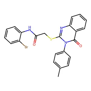 N-(2-BR-Phenyl)-2-((3-(4-ME-PH)-4-oxo-3,4-dihydro-2-quinazolinyl)thio)acetamide structure