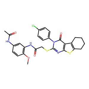 N-(5-Acetamido-2-methoxyphenyl)-2-((3-(4-chlorophenyl)-4-oxo-3,4,5,6,7,8-hexahydrobenzo[4,5]thieno[2,3-d]pyrimidin-2-yl)thio)acetamide structure